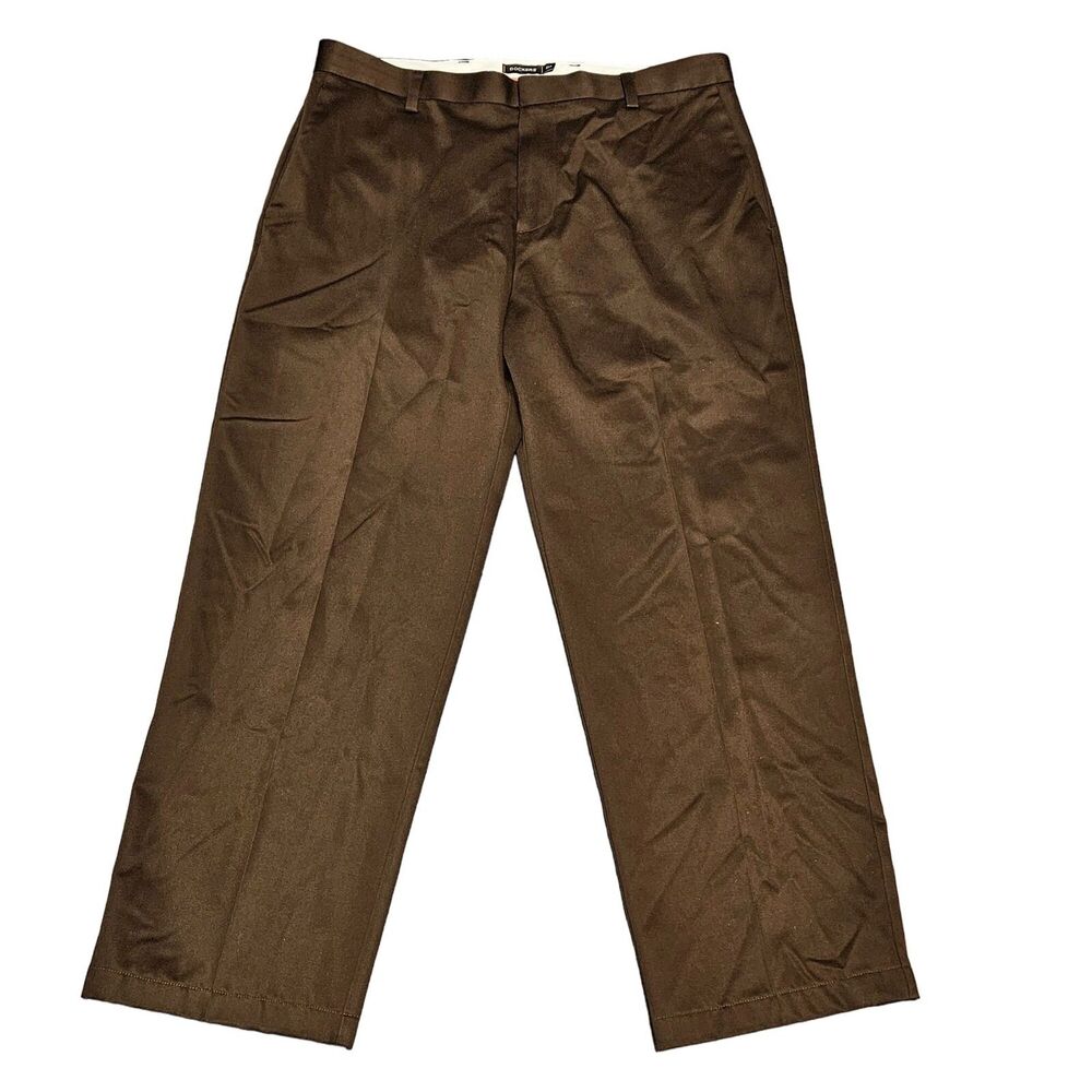 Dockers D3 Chocolate Men's Chino Khaki Pants Altered Size 36X28 Flat Front